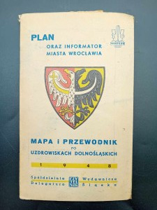 Plán a průvodce městem Vratislav Mapa a průvodce dolnoslezskými lázněmi 1948