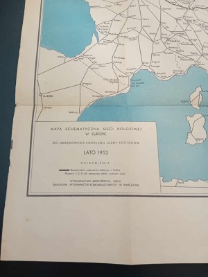 Schematische Karte des Eisenbahnnetzes in Europa 1952 / Schematische Karte des PKP-Netzes