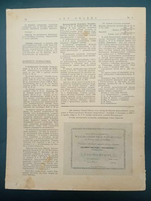 LOT Polský orgán Ligy protiletecké a protiplynové obrany a Aeroklubu Polské republiky Ročník IX č. 6 (95) březen 1931