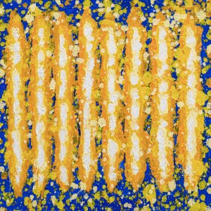 Leon Tarasewicz, Abstraction bleue et jaune, 2019