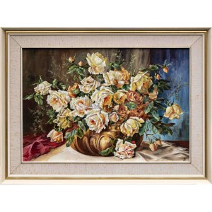 Artista non riconosciuto, Bouquet di rose da tè, XX secolo.