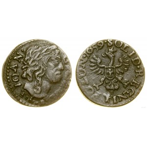 Polska, szeląg miedziany (boratynka), 1659, Ujazdów