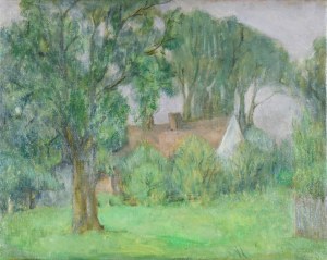 Olgierd BIERWIACZONEK (1925-2002), Pejzaż z drzewem w ogrodzie