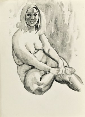 Ludwik MACIĄG (1920-2007), Akt kobiety siedzącej z założoną nogą na nogę