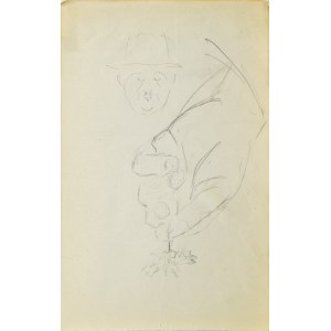 Stanislaw ŻURAWSKI (1889-1976), Sketch of a hand holding a flower and the head of a man wearing a hat
