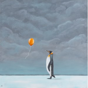 Aleksandra Lacheta (geb. 1992), Begegnung mit einem orangefarbenen Luftballon, 2024