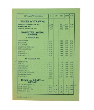 BACZEWSKI Lwów Liste de prix 1.III.1935.