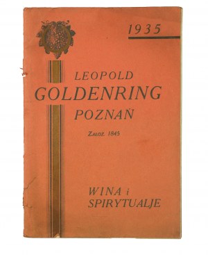 LEOPOLD GOLDENRING Poznaň , vína a lihoviny , 1935 CENÍK