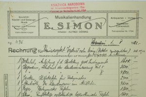 KSIĄŻNICA NARODOWA M. Niemierkiewicz [na tisku Musikalienhandlung E.Simon] s autogramem Mariana Niemierkiewicze