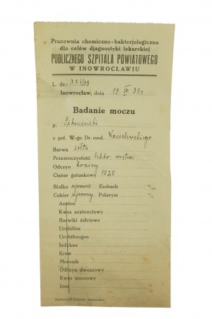 Öffentliches Bezirkskrankenhaus in Inowrocław SURVEY 19.VII.1935.