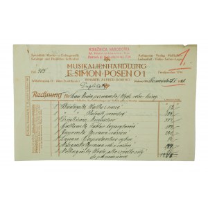 KSIĄŻNICA NARODOWA M. Niemierkiewicz duplikat rachunku dla Uniwersytetu Poznańskiego 25.V.1921r.
