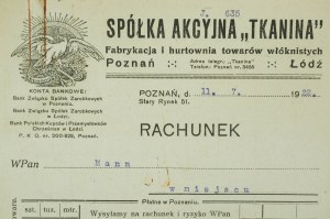 Joint Stock Company TKANINA Fabrication and Wholesale of Fiber Goods , ACCOUNT dated 11.7.1922.