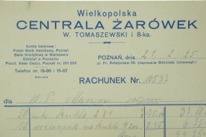 Wielkopolska Centrala Żarówek W. Tomaszewski i S-ka , CONTO del 21.II.1925.