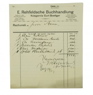 KSIĘGARNIA CURT BOETTGER Poznań 5 Kantaka, [E. Rehfeldsche Buchhandlung].
