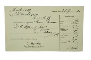 C. HARTWIG Dom expedície a obchodu , ZMLUVA zo dňa 27.7.1920.