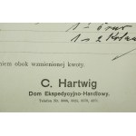 C. HARTWIG Dom ekspedycyjno-handlowy , ROZLICZENIE z dnia 27.7.1920r.