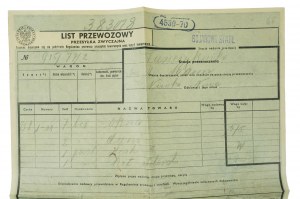 PKP-Frachtbrief vom 24.V.1937 für den Transport von bestellten Fenstern, Türen, Brettern und Zimmerspachtel vom Bahnhof Bojanowo Stare nach Puszczyk