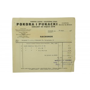 POKORA i PUKACKI Fabryka luster i szlifiernia szkła, zakłady do gięcia szyb RACHUNEK z dnia 28.V.1937r.