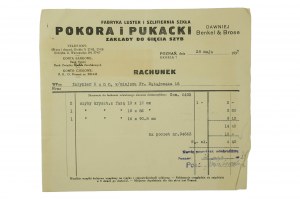 POKORA i PUKACKI Fabryka luster i szlifiernia szkła, zakłady do gięcia szyb RACHUNEK z dnia 28.V.1937r.