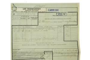 Nákladný list PKP z 12.VI.1937 na dodávku okien a skla z Bojanowa Starého do Puszczyka