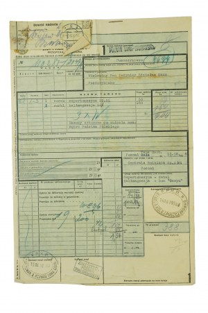 PKP waybill for transporting bags of fertilizer from Poznań Tama Garbarska station to Puszczykik, dated 14.XII.1938.