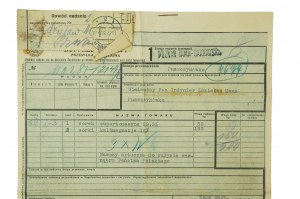 Nákladný list PKP na prepravu vriec s hnojivom zo stanice Poznaň Tama Garbarska do Puszczyka zo 14.XII.1938.