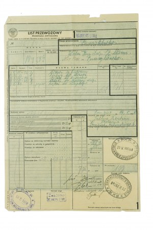 PKP waybill from Bojanowo Stare station to Puszczykówko station for transport of doors, slats and posts, dated 20.V.1938.