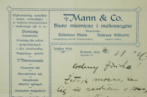 MANN & Co. Bureau d'arpentage et de mise en valeur des terres Zdzisław Mann et Tadeusz Wilhelmi, CORRESPONDANCE sur papier à en-tête de la société.