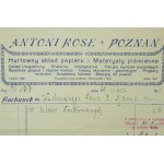 ANTONI ROSE Poznań Hurtowny skład papieru Materyały piśmienne RACHUNEK z 20 marca 1916r. na 100 biletów