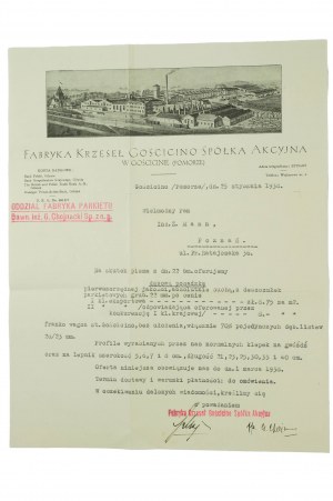 Fabryka krzeseł Gościcino Spółka Akcyjna w Gościcinie (Pomorze), KORESPONDENCJA datowana 25 stycznia 1938r.