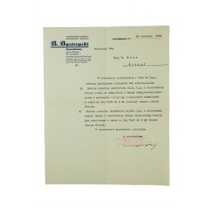 Zjednoczone Fabryki Przeróbki Drzewa B. BYSTRZYCKI Orzechowo, KORESPONDENCJA z dnia 25 stycznia 1938r.