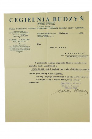 Cegielnia Budzyń BOHDAN NENEMAN , KORRESPONDENZ vom 23. Februar 1935, Unterschrift des Ziegeleibesitzers