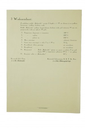 Usine de rubéroïdes à Fordon n/Wisla ORDONNANCE [copie] sur l'examen des rubéroïdes datée du 4.XII.1935.