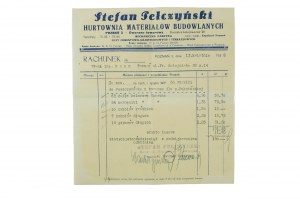 Stefan Pełczyński, magasin de gros de matériaux de construction, gare de marchandises de Poznań, COMPTE du 13 avril 1938.
