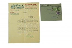 Fr. ZAWIDZKI Steam sawmill woodworking plant SWARZĘDZ near Poznań, CORRESPONDENCE dated April 5, 1935.