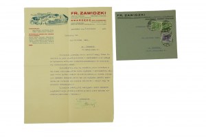 Fr. ZAWIDZKI Závod na zpracování dřeva na parní pile SWARZĘDZ u Poznaně, KORESPONDENCE z 5. dubna 1935.