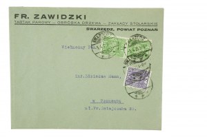 Fr. ZAWIDZKI Scierie à vapeur, usine de transformation du bois SWARZĘDZ près de Poznań, CORRESPONDANCE datée du 5 avril 1935.