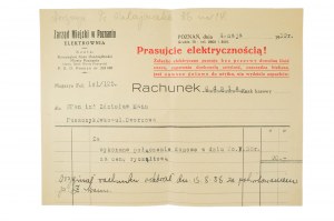 ELEKTROWNIA Zarząd Miejski w Poznaniu RACHUNE (kópia) zo 4. mája 1939 pre pripojenie domu