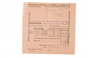 ELEKTROWNIA Miejska w Poznaniu RACHUNEK z okresu VIII.1938r.