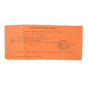 POKWITOWANIE Posiadacz upoważnienia zrzekł się prawa korzystania z radiostacji odbiorczej 10.VI.1937r.