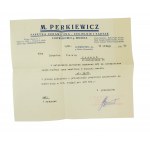 M. PERKIEWICZ Fabryka ceramiczna , cegielnia i tartak LUDWIKOWO p. Mosina zestaw 3 dokumentów [koperta, korespondencja, rachunek] 16.02.0938r.