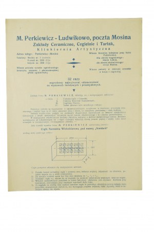 M. PERKIEWICZ Ludwikowo p. Mosina , Keramické výrobky z klinkerové vložky registrované patentovým úřadem 