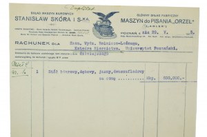 STANISŁAW SKÓRA & S-ka Office Machinery Warehouse ACCOUNT for Uniwerystet Poznański dated 29.V.1923.