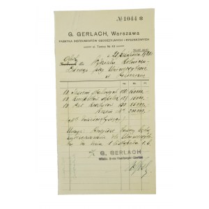 G. GERLACH Warszawa Fabryka Instrumentów Geodezyjnych i Rysunkowych OFERTA dla Wydziału Rolniczo-Leśnego Uniwersytetu Poznańskiego z dnia 21.10.1921r.