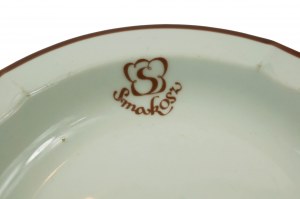Porzellan-Aschenbecher mit Werbung für das Kultrestaurant SMAKOSZ aus Poznań