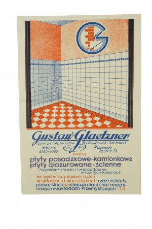 Gustav Glaetzner ADVERTISEMENT of floor-stone and glazed-stone tiles [color].