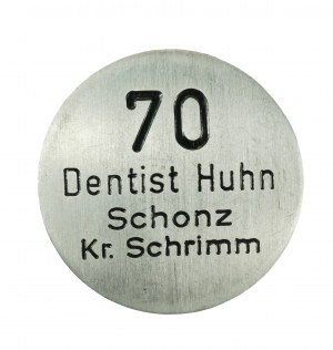 Numero di un dentista di nome HUHN località Schonz [Książ Wielkopolski] kr. Schrimm [Contea di Śrem], RZADKIE