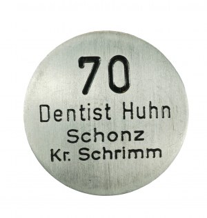 Numéro de dentiste HUHN localité Schonz [Książ Wielkopolski] kr. Schrimm [Comté de Śrem], RZADKIE