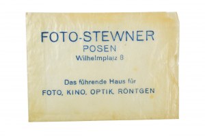 FOTO-STEWNER Posen Wilhelmplatz 8 photo, cinema, optik, roentgen . Tissue paper pocket with advertisement for storing negatives