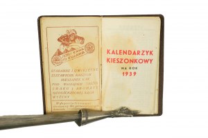 W. KUJAWA i SYN Importazione di caffè e tè, Poznań Fr. Ratajczaka 34, KALENDARZYK KIESZONKOWY na rok 1939